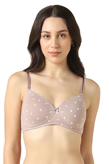 Van Heusen Women’s Printed Padded Wireless Bra – Medium Coverage, No-Slip Straps
